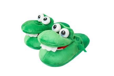 Winter Warm Plush Funny Crocodile Themed Slippers