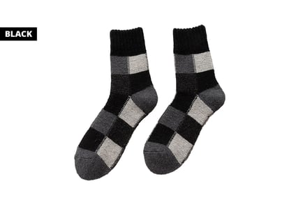 Men's Plaid Thick Wool Socks - Choose from 1 or 5 Pairs
