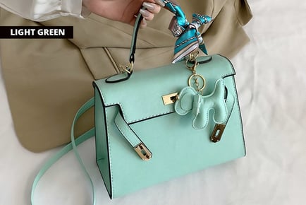 Women's elegant PU leather satchel, Large, Light Green