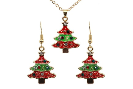 Christmas Tree Crystal Encrusted Jewellery Set
