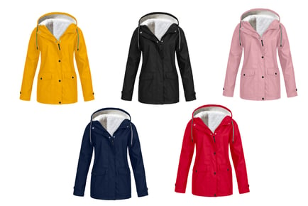 Women's Fleece Hooded Raincoat - 5 Colour Options