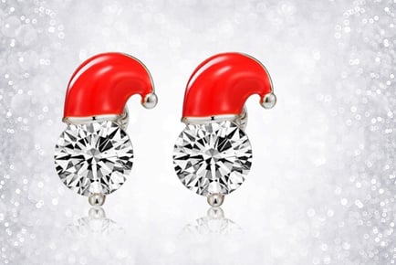 Crystal Santa Hat Christmas Earrings