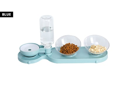 Pet Feed Wet & Dry Food Bowl Set - 2 Colours!