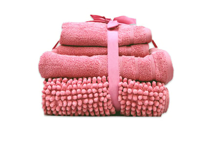 Four-Pack Towel & Bath Mat Set - 6 Colours