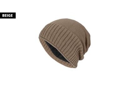 Mens Winter Warm Fleece Lined Winter Beanie Hat - 3 colours