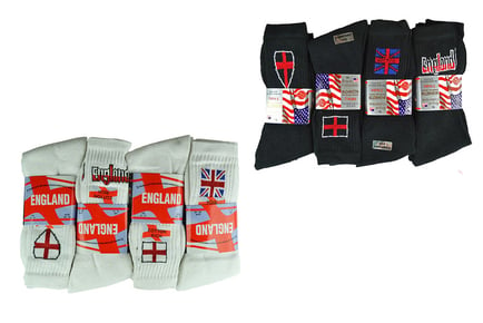 12 Pack England Flag Unisex Socks - Choose Black or White