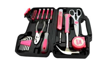 39-Piece Pink Tool Kit Set - Hard Case Included