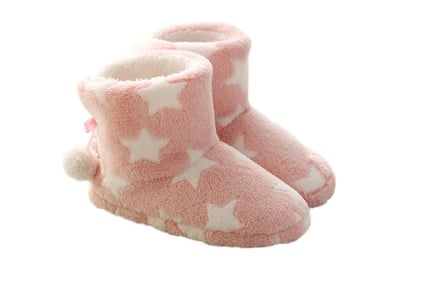 Women's Star Print Bootie Slippers - 3 Sizes & 2 Colours!