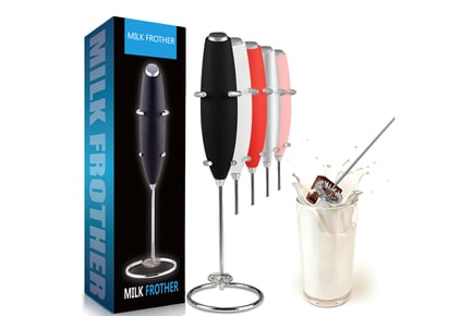 Milk Frother Gadget with Bracket - Black, Red, White, Silver or Pink!