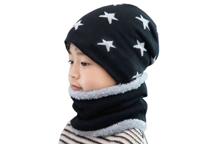 Children's Fleece Star Hat w/ Neck Warmer - 4 Colours