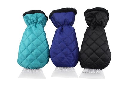 2-in-1 Ice Scraper with Fleece Lined Glove - 3 Colours!