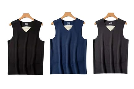 2 Pack of Men's Seamless Thermal Vest - Black, Navy