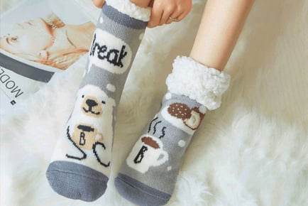 Fluffy Non-Slip Fleece Socks - Grey or Pink