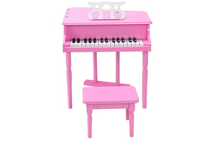 Kid's Wooden Mini Grand Piano with Stool Toy - Gorgeous Pink Colour