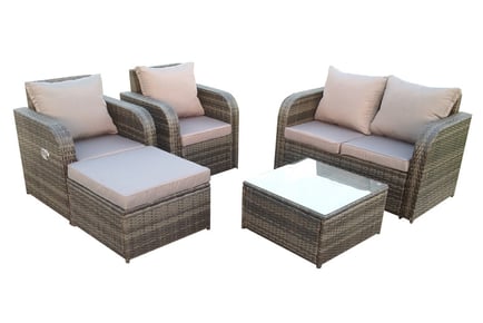 Rattan Modular Reclining Garden Furniture Sofa - 5, 6, 7, 8 or 9-Piece Set!