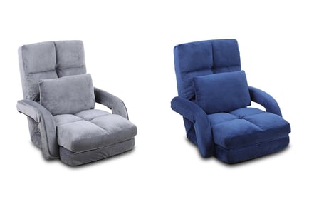 Adjustable Padded Floor Chair with Pillow - Grey or Dark Blue!