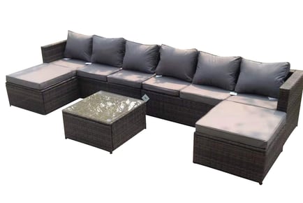 8-Seater Rattan Garden Furniture Set - Grey