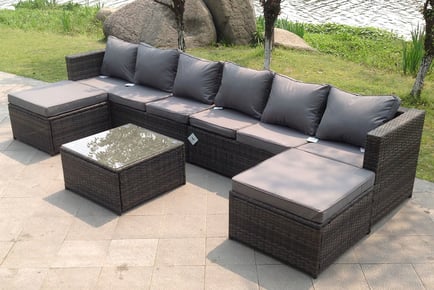 8-Seater Rattan Garden Furniture Set - Grey