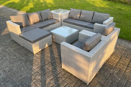 Garden Rattan Furniture 9-Seater Lounge Set