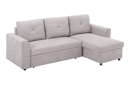 HOMCOM Grey Reversible Sofa Bed With Storage Set