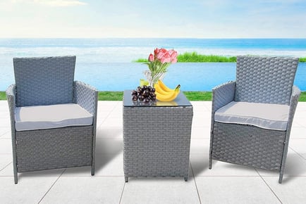 Rattan Bistro Table and 2 Chairs Set - 2 Colours!