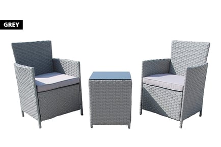 Rattan Bistro Table and 2 Chairs Set - 2 Colours!