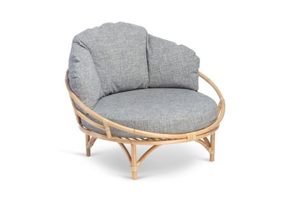 Rattan Natural Cane Snug Chair - Latte Fabric