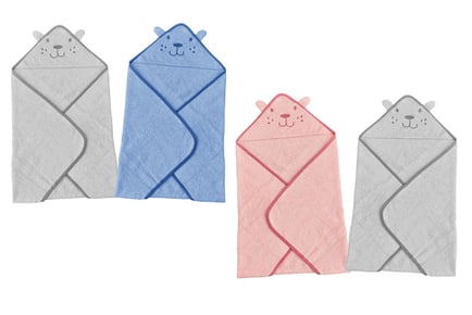 Super Soft 100% Cotton Baby Hooded Towels - 2-Pack