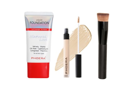3-Piece Perfect Base Makeup Kit - Foundation, Concealer & Brush!
