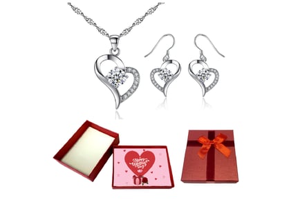 Heart Necklace & Earrings+Valentine Box