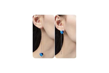 Ocean-Blue Crystal Earring+Valentine Box