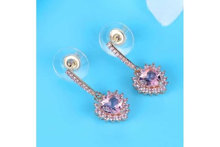 Earrings with Pink Crystal+Valentine Box