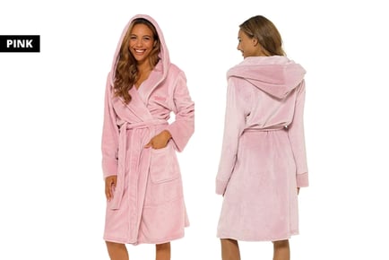 Personalised Hooded Fleece Robe - Pink or Grey!