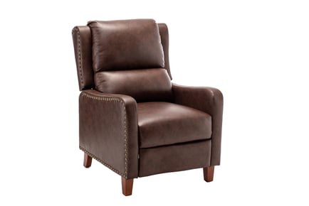 Pushback Recliner Leather Armchair - Black & Brown!