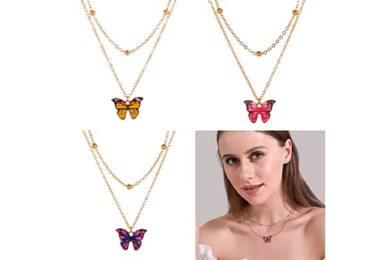 Butterfly Gold Layered Necklace+MD Box