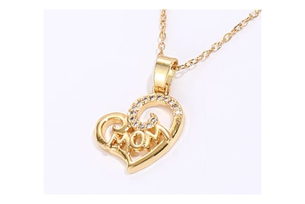 MUM Heart Crystal Gold Necklace+MD Box