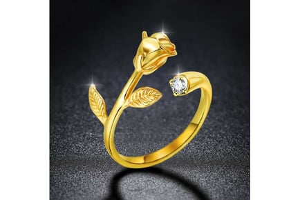 Golden Crystal Open Ring+Valentine Box