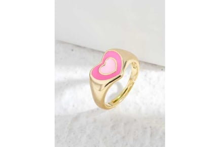 Pink Heart Open Ring Gold+Valentine Box