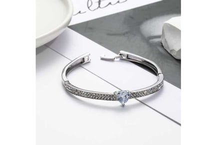 Silver Heart Crystal Bangle+Valentine