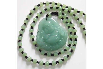 Jade Green Necklace-Buddha+Valentine Box