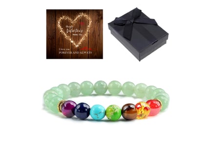 Rainbow Beads Bracelet+Valentine Box