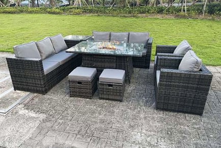 DARK GREY: A 10-Seater rattan garden furniture set