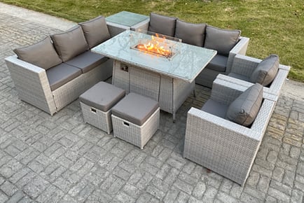 10-Seater Rattan Garden Furniture Set - Dark Grey or Light Grey