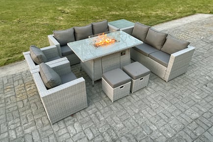 10-Seater Rattan Garden Furniture Set - Dark Grey or Light Grey