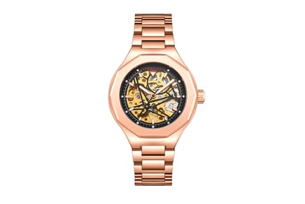 Hand Assembled Anthony James Limited Edition Rose Gold Skeleton Sports Automatic Watch