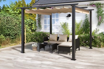 3x3m Garden Sun Shade Pergola Gazebo - Grey Or Beige