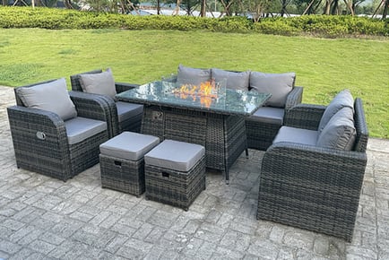 9-seater polyrattan garden furniture set