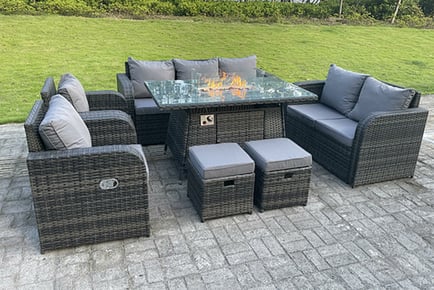 9-seater polyrattan garden furniture set