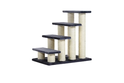 PawHut Soft Grey Pet Ladder for Cats & Dogs