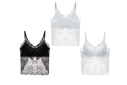 Butterfly Lace Semi Sheer Cami Top - Black or White